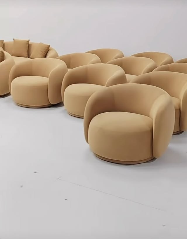 Tan Rounded Armchairs
