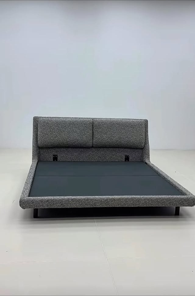Grey Split-Headboard Bed