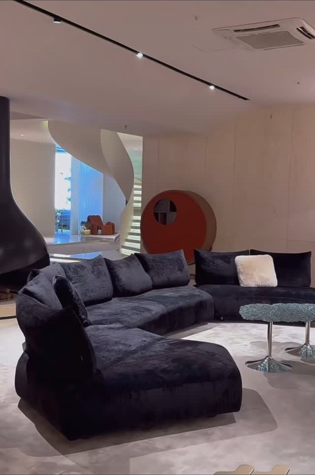 Navy Curved Sectional