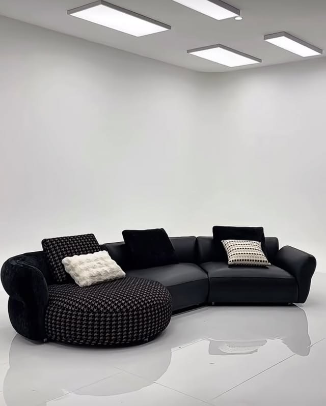 Noir Houndstooth Sectional
