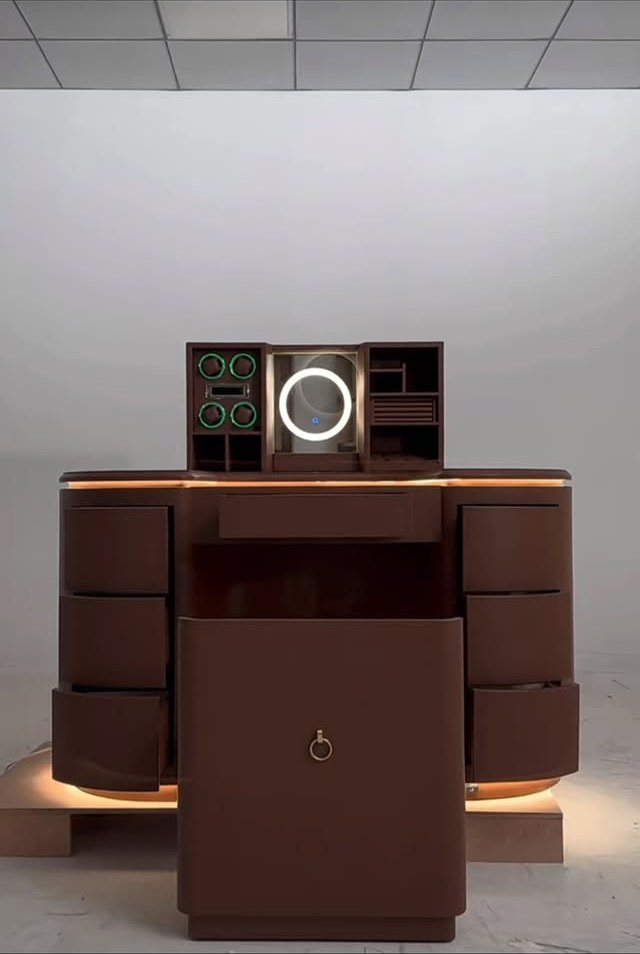 Walnut Vanity with Mirror